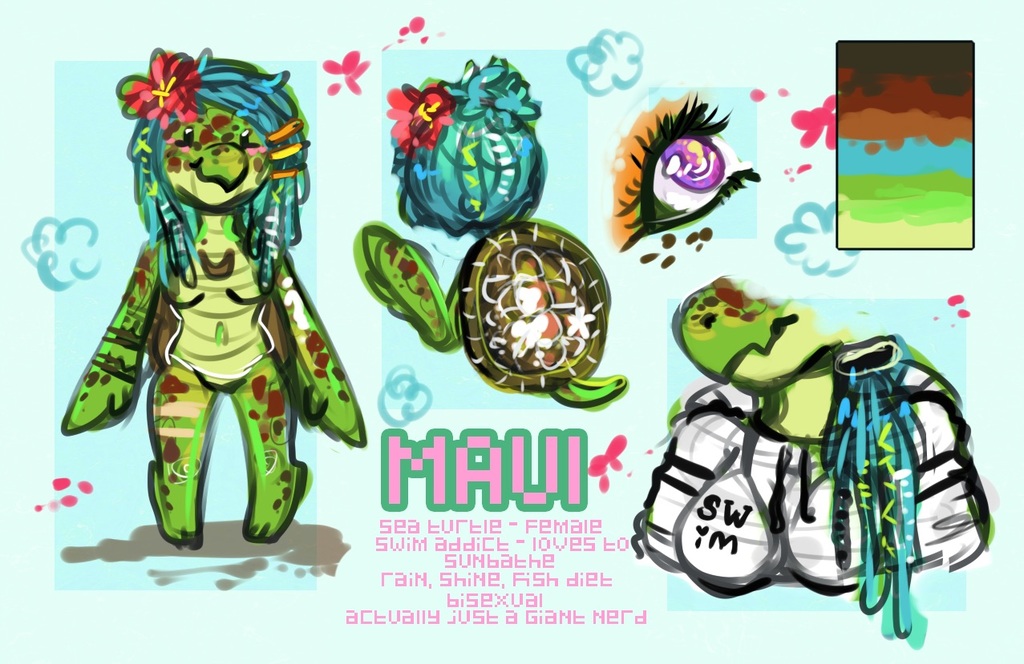 Most recent character: maui the sea turtle
