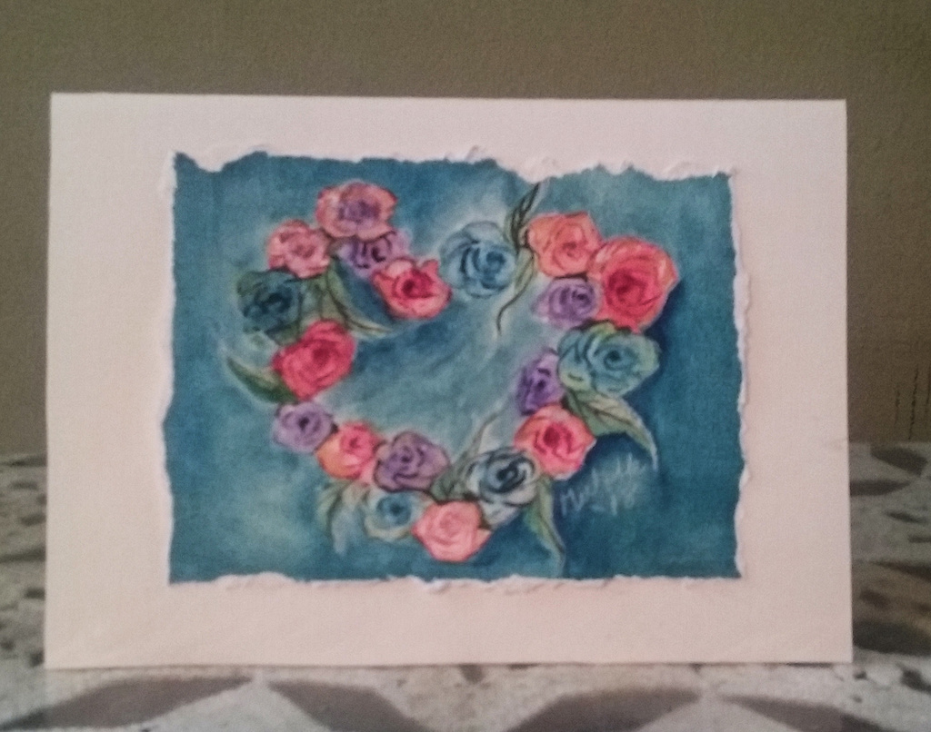 Rose Heart Wreath Greeting Card
