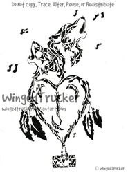 Tribal Howling Wolf Pair and Dream Heart