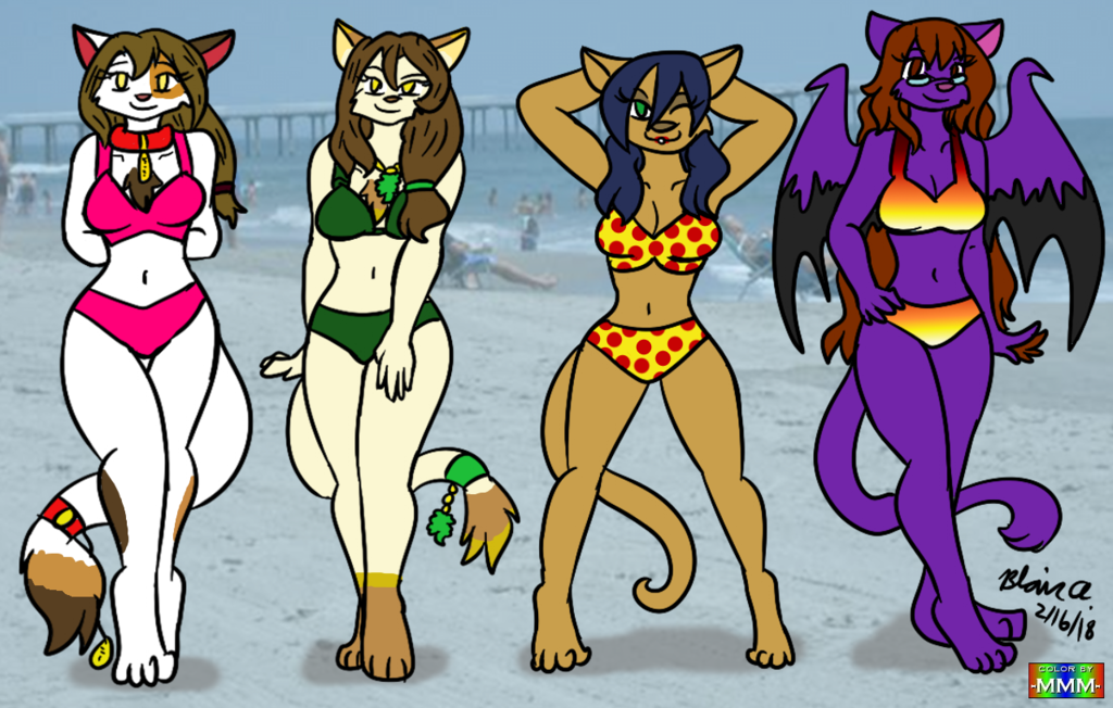 Bikini Kitty Ladies!  (Color by MMM) 