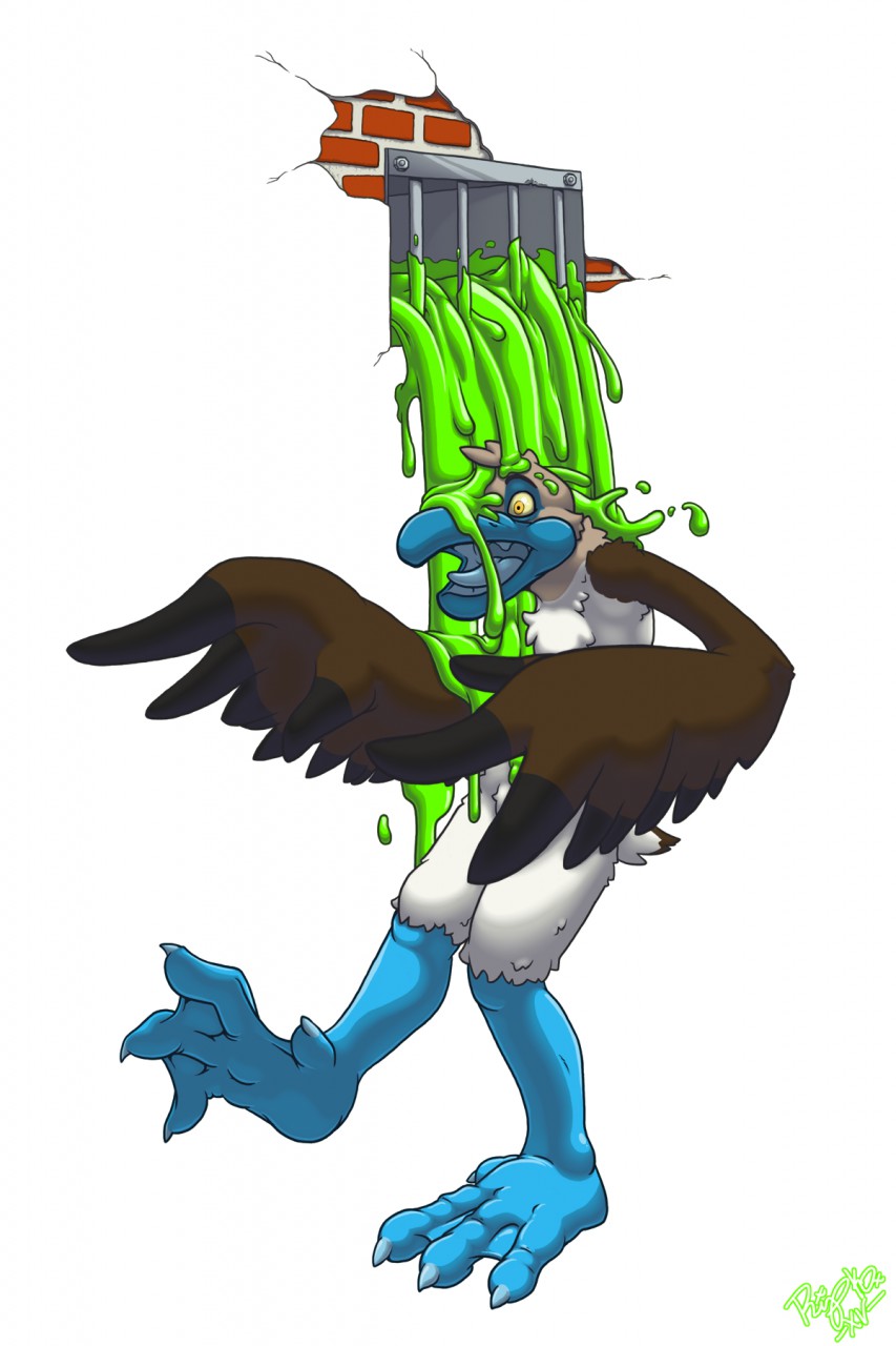 green slime on a blue boobie