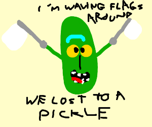 Pickle Rick Waves Flags Around
