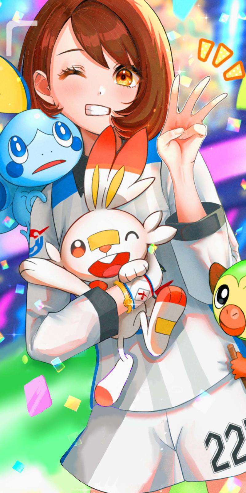 trainer with her pokemon.