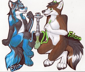 Fullbody badges - Ellia and Falcon