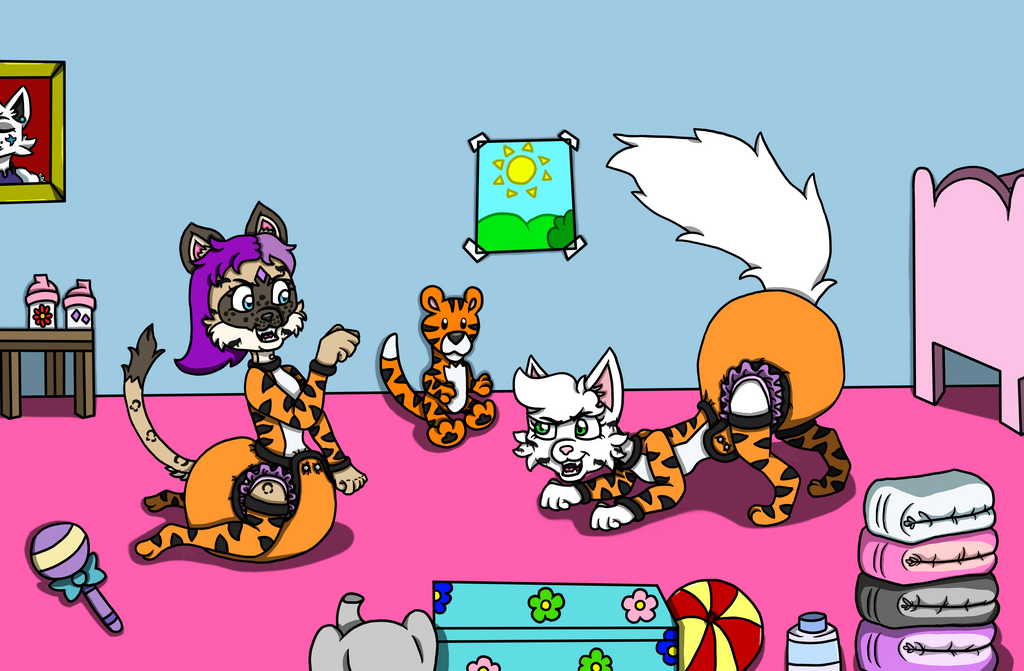 PC - Playful Kitties In Tiger Onesies