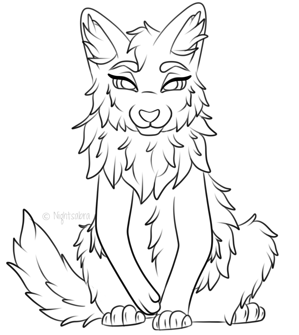 F2U Longhaired Cat Lineart