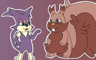 A Sassy thieving cat & Pudgy hungry squirrel