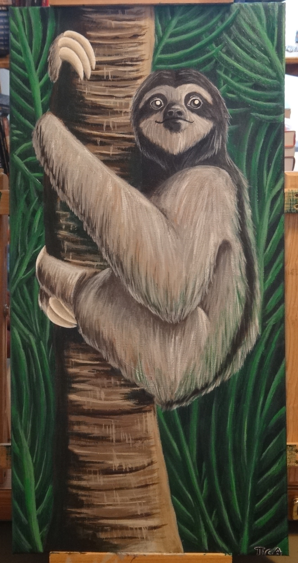 SOLD: Three-toed Sloth Climbing Palm
