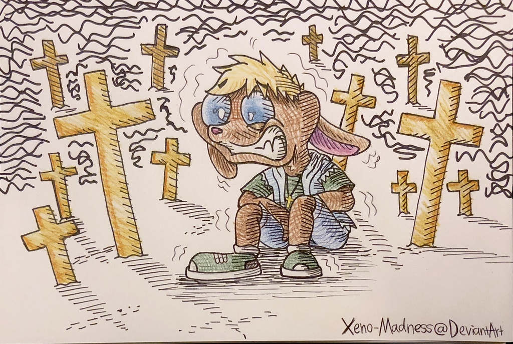 Inktober 23: Surrounded by Crosses