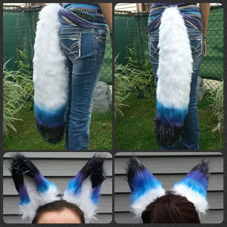 Inky ears and tail set
