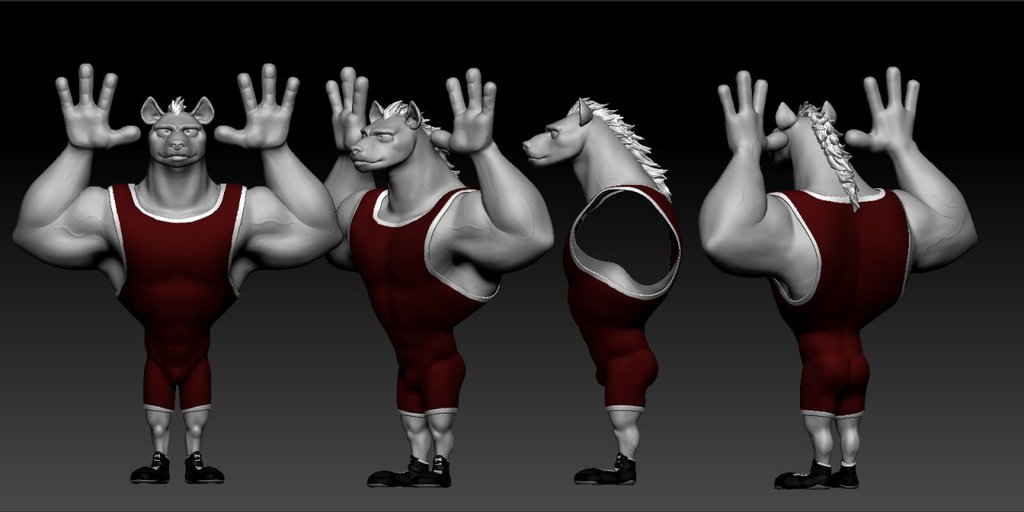 Brock, The Gnoll Wrestler (WIP) - Uniform/Singlet concept