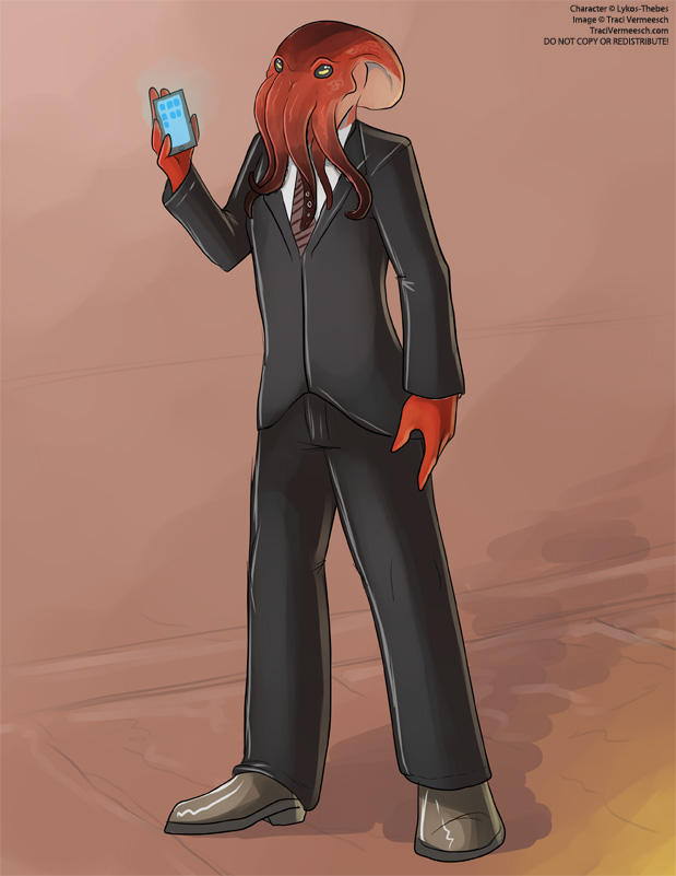 Client's specifications: Male Octopus wearing a suit. 
