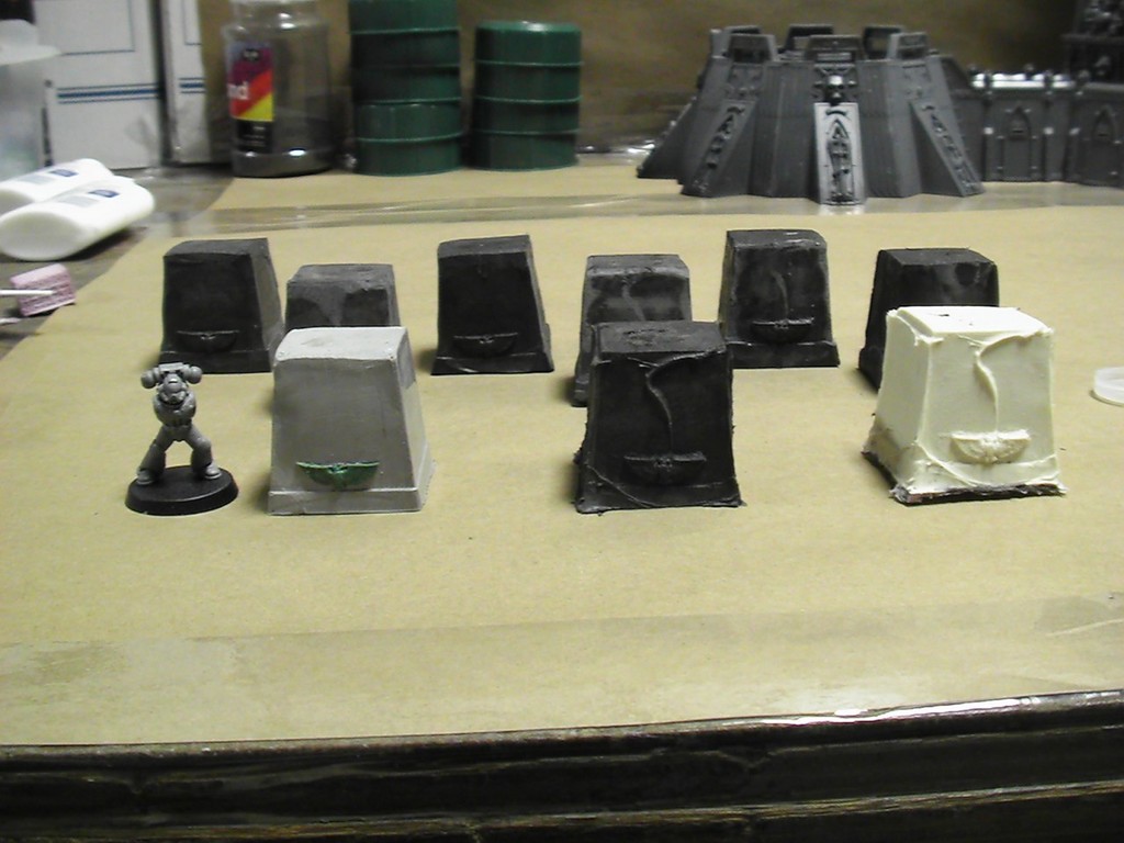 Most recent image:  WIP: super heavy scale "dragon teeth" tank traps