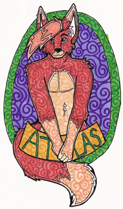 Stained Glass Style Bust Badge: Atlas