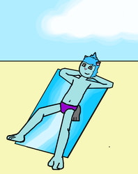 Bendt Relaxing on a Beach (Purple Speedo)