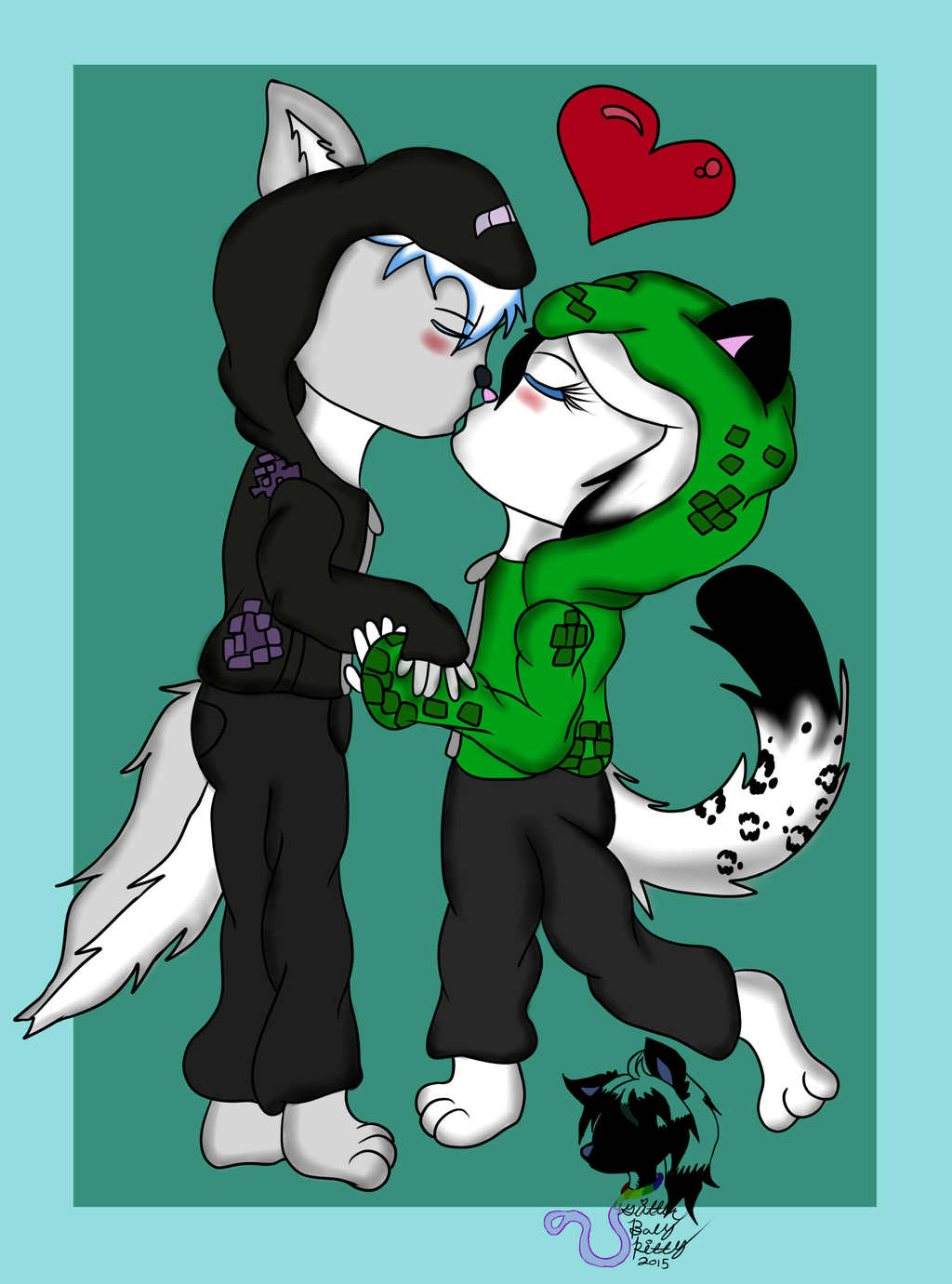 Most recent image: When a Glitter creeper meets an Axel Enderman <3