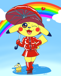 Pikachu's red raincoat