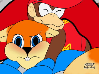 Conker and Diddy Cuddling