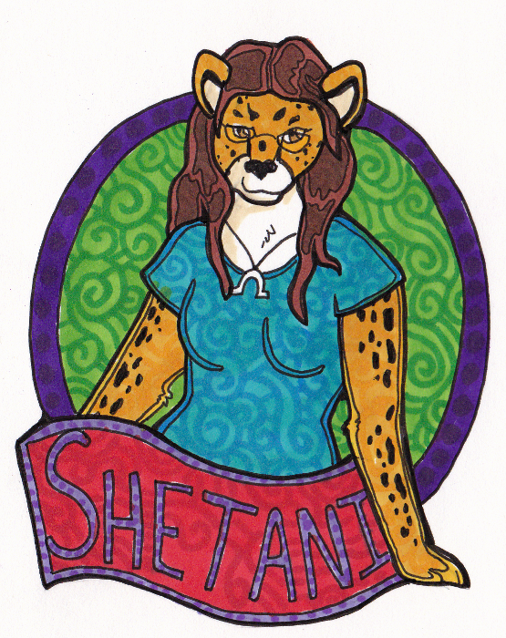Stained Glass Style Bust Badge: Shetani