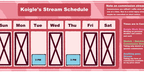 This Week's Stream Schedule