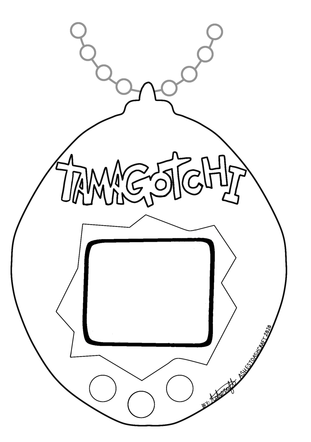 Tamagotchi [Free to Use Coloring Page]