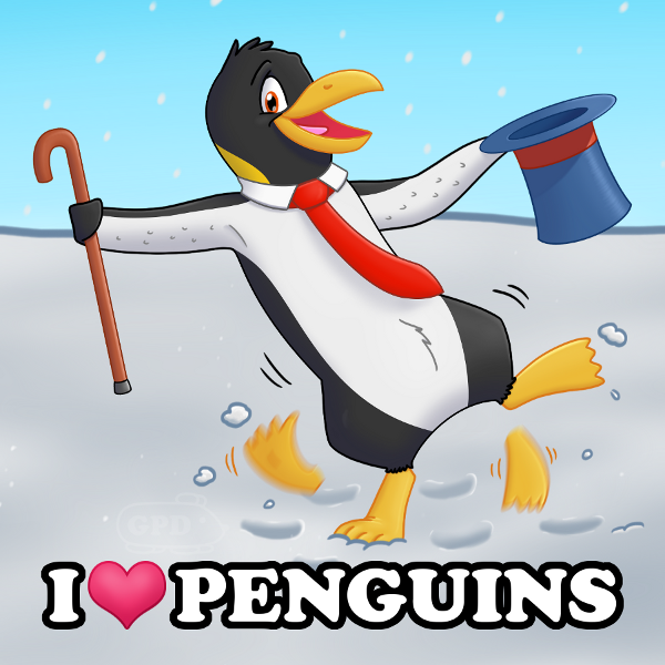 I Heart Penguins Button