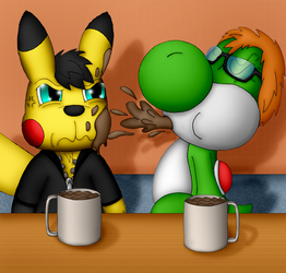Andrew the Yoshi Doesn't Like Coffee (Commission)