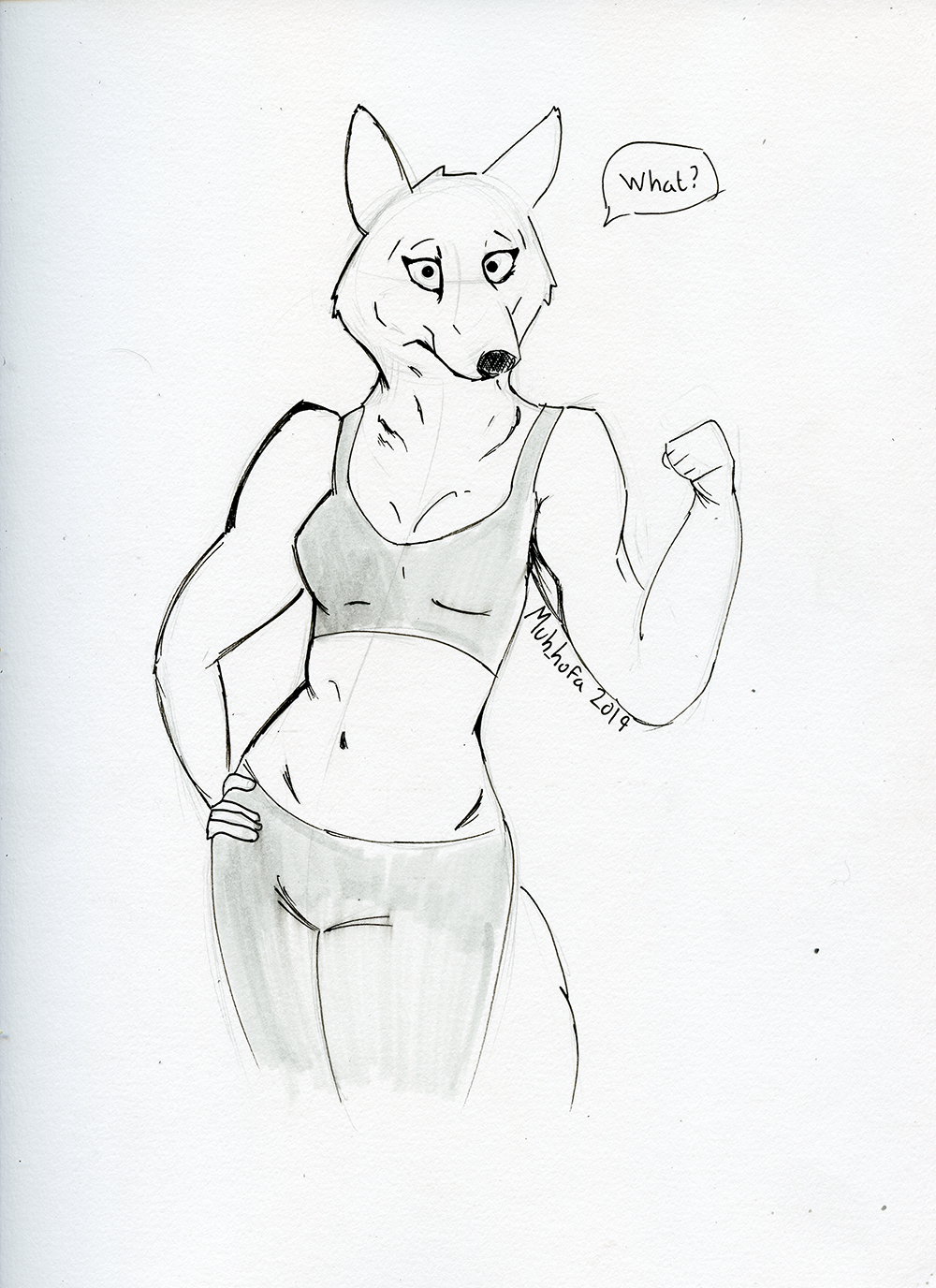 Most recent image: Muscular Wolf Girl Sketch