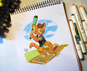 Skirtandzy playing baseball