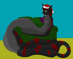 Felinaga after the Christmas party - art by Shadowleaf