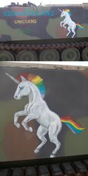 More of the unicorn I painted on a tank