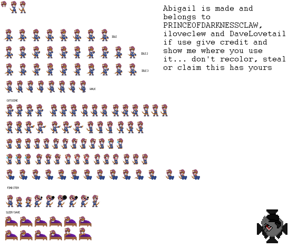 Most recent image: Abigail sprite sheet outside fight not done yet