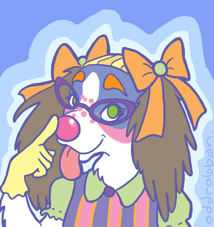 Clowny pastel pup