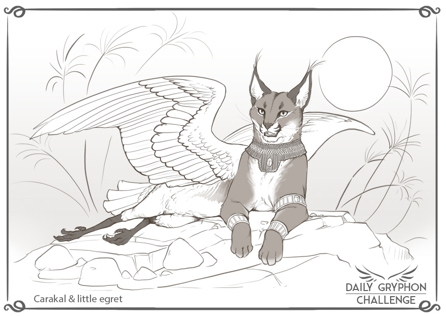 Daily Gryphon Challenge 05: Caracal & Egret