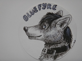 WN Commission: ink sketch badge for Bluefyre A Wolf