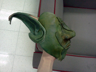 Pre Oil Leather dyed gremlin mask, side
