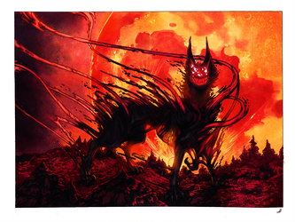 Werewolf Triptych: Blood Supermoon Werewolf