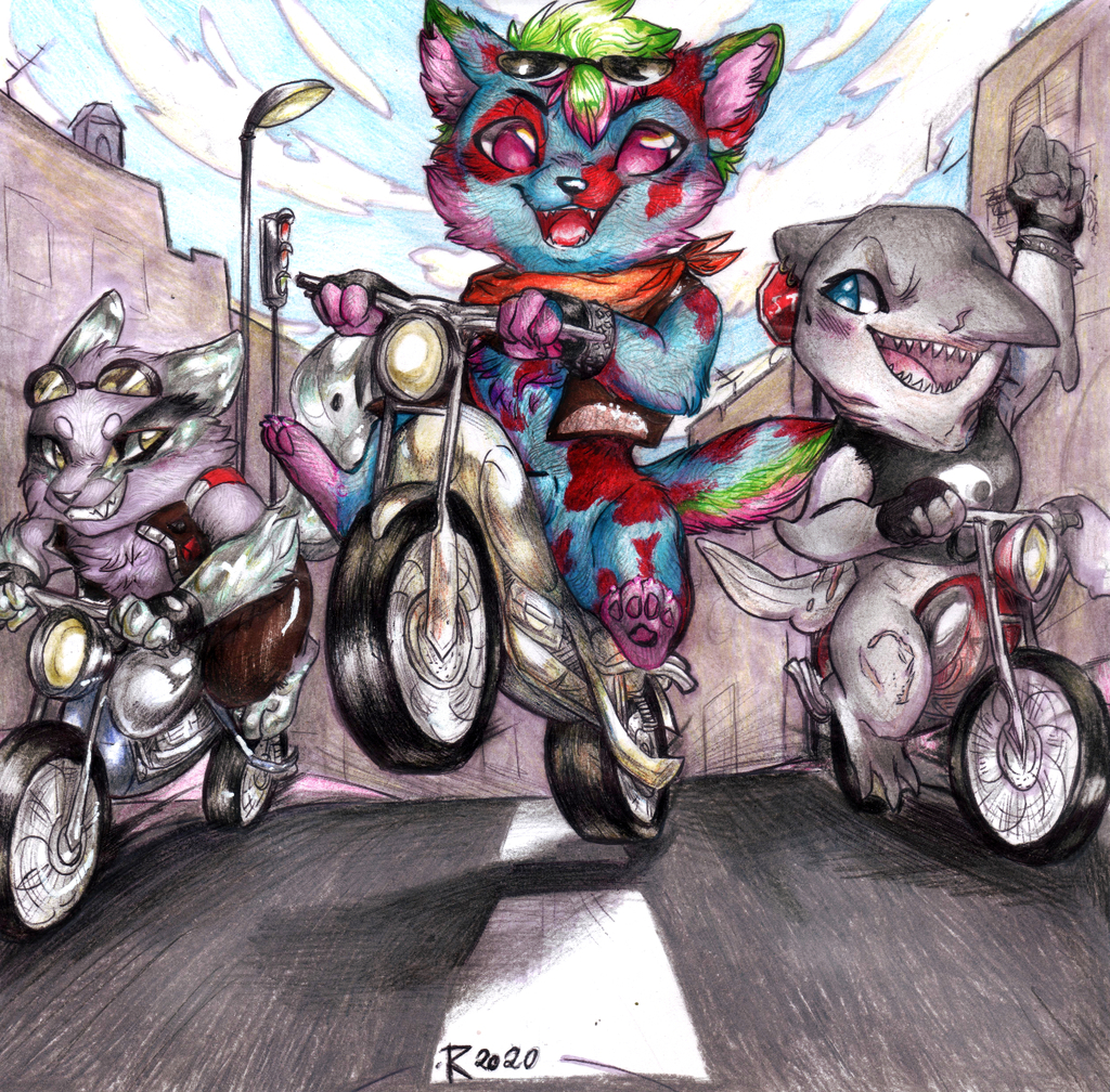 Chibi commission - Biker gang
