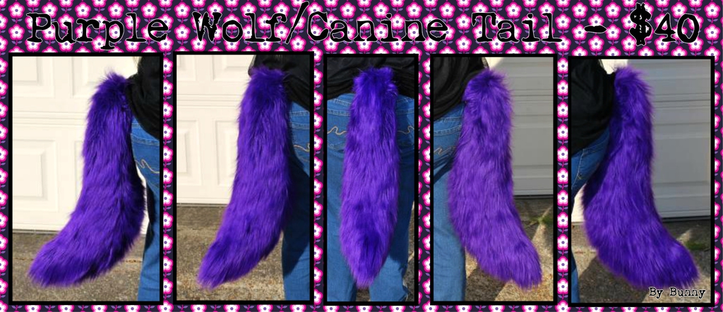 Purple long pile wolf/canine tail - $40