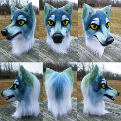 blue wolf head + tail + badge and art (SOLD)