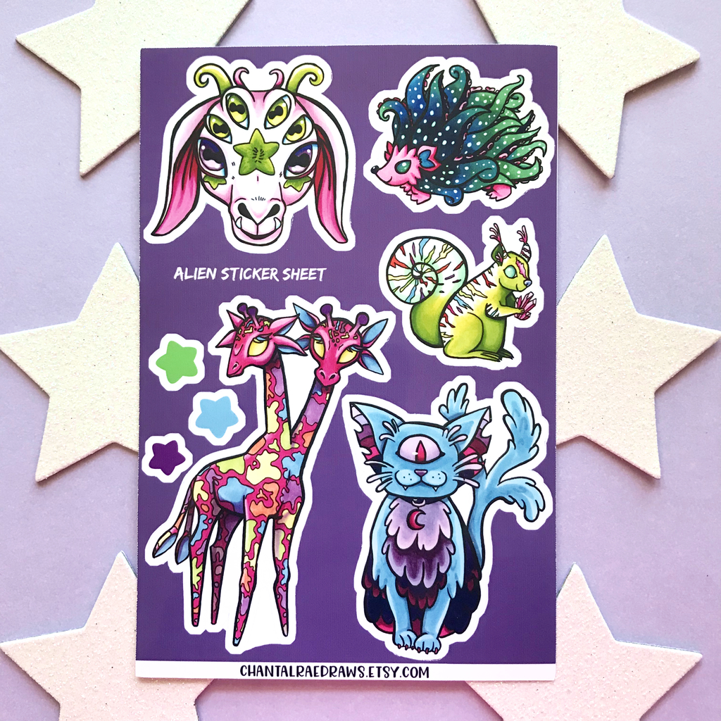 Alien Creatures Sticker Sheet