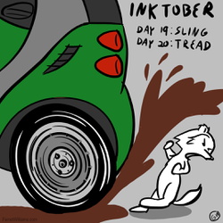 Inktober days 19-20: Sling and Tread