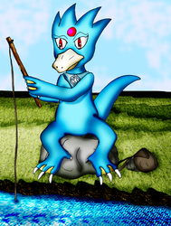 Lance the Golduck Fishing (Commission)