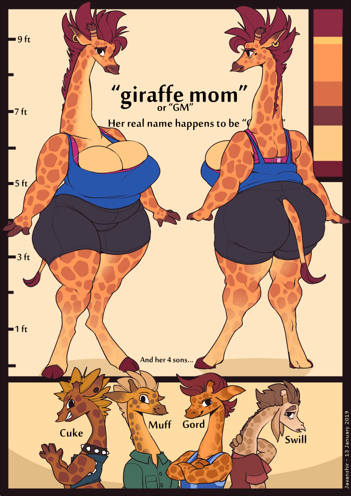Giraffe Mom Character Ref Sheet.