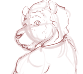 Sketch - A short, chubby lion in a T-shirt