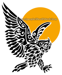 Great horned owl tribal tattoo
