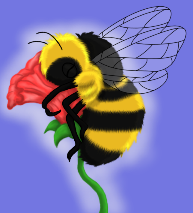 Bee hugging a flower