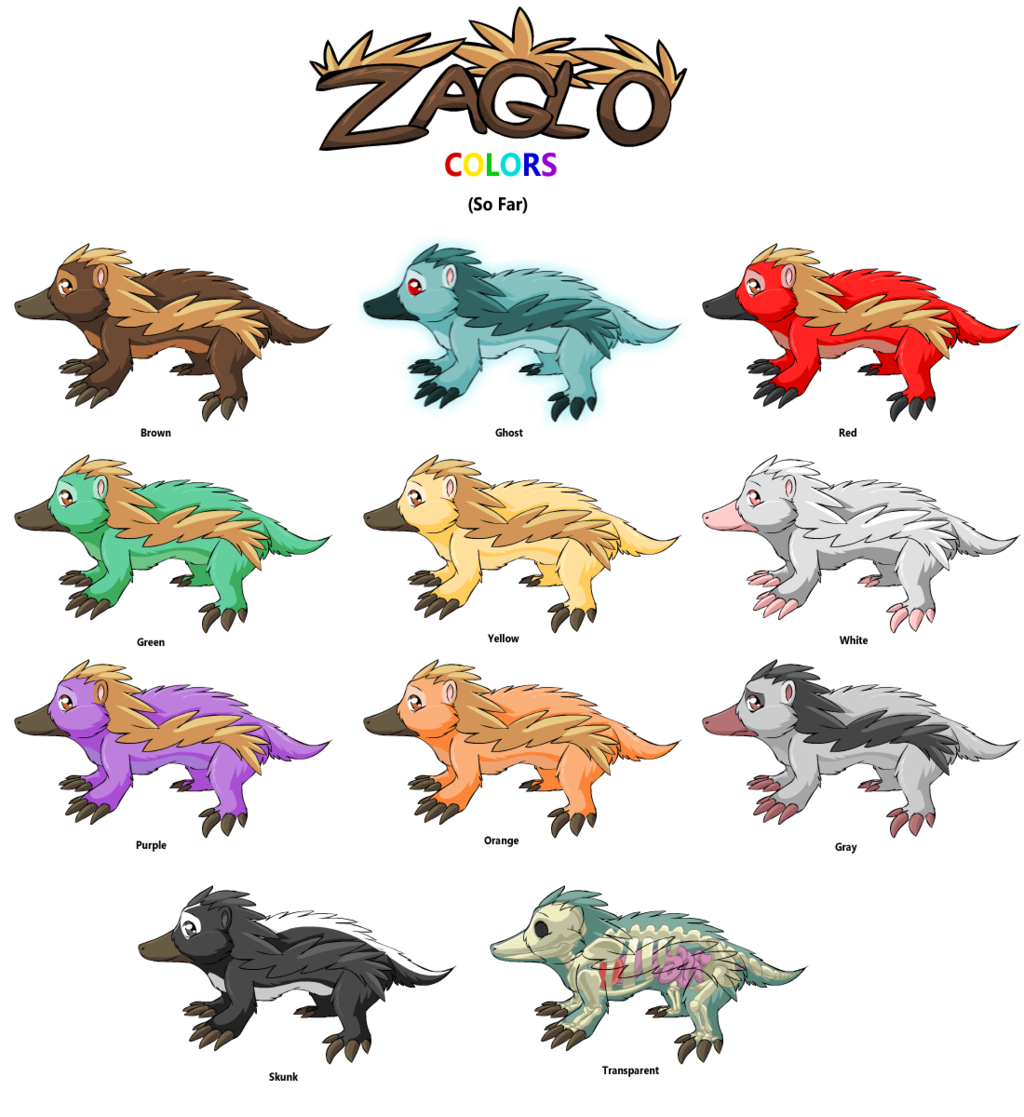 Fanmade Neopets Species - Zaglo (Colors Part 1)