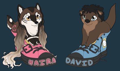 Naira and David Shoe Badges