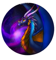 Dragon on the background of the cosmos